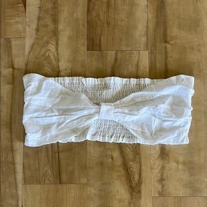 White Strapless Bow Top